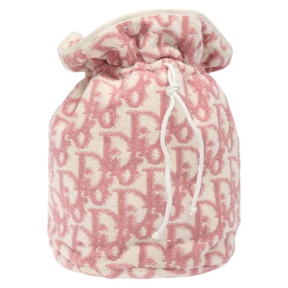 Christian Dior Pile Trotter Hand Bag Pink White Auth BD1288